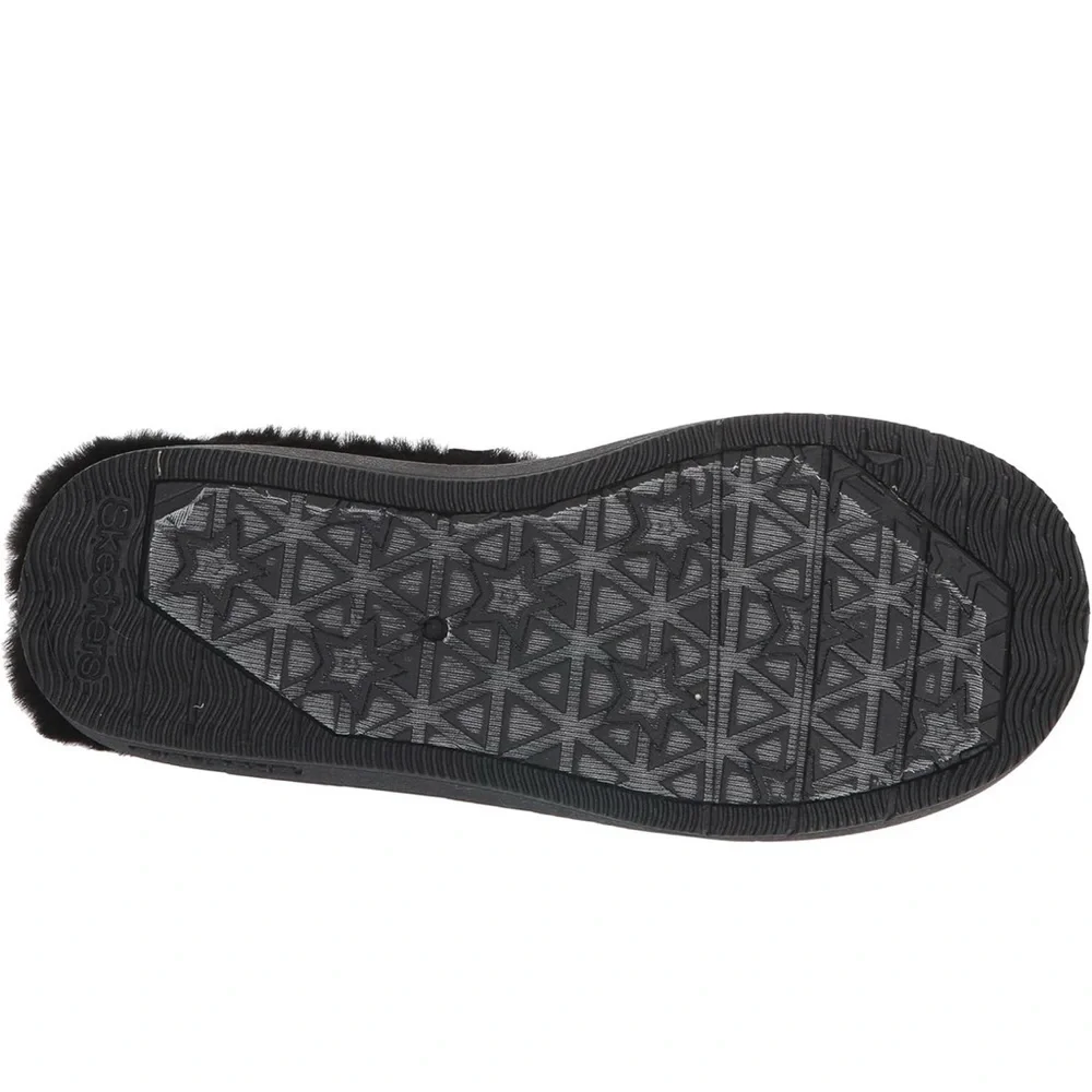 Kids Skechers Black Slippers with Star Design